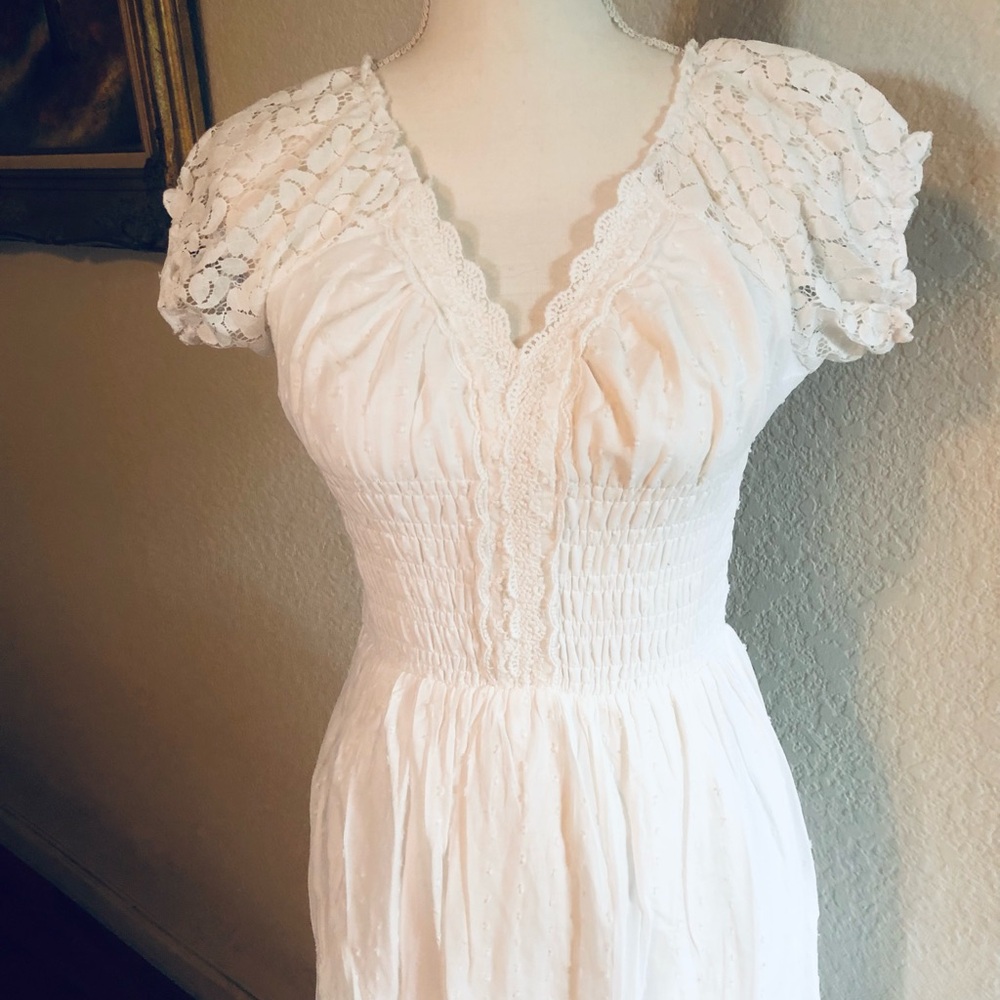 White Peasant Lace Dress by Anna Kaci Wedding - Picture 3 of 14